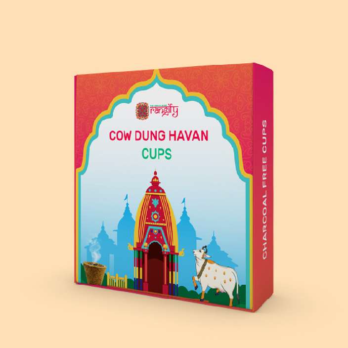 Cow Dung Havan Cups 15 + Ceramic Holder